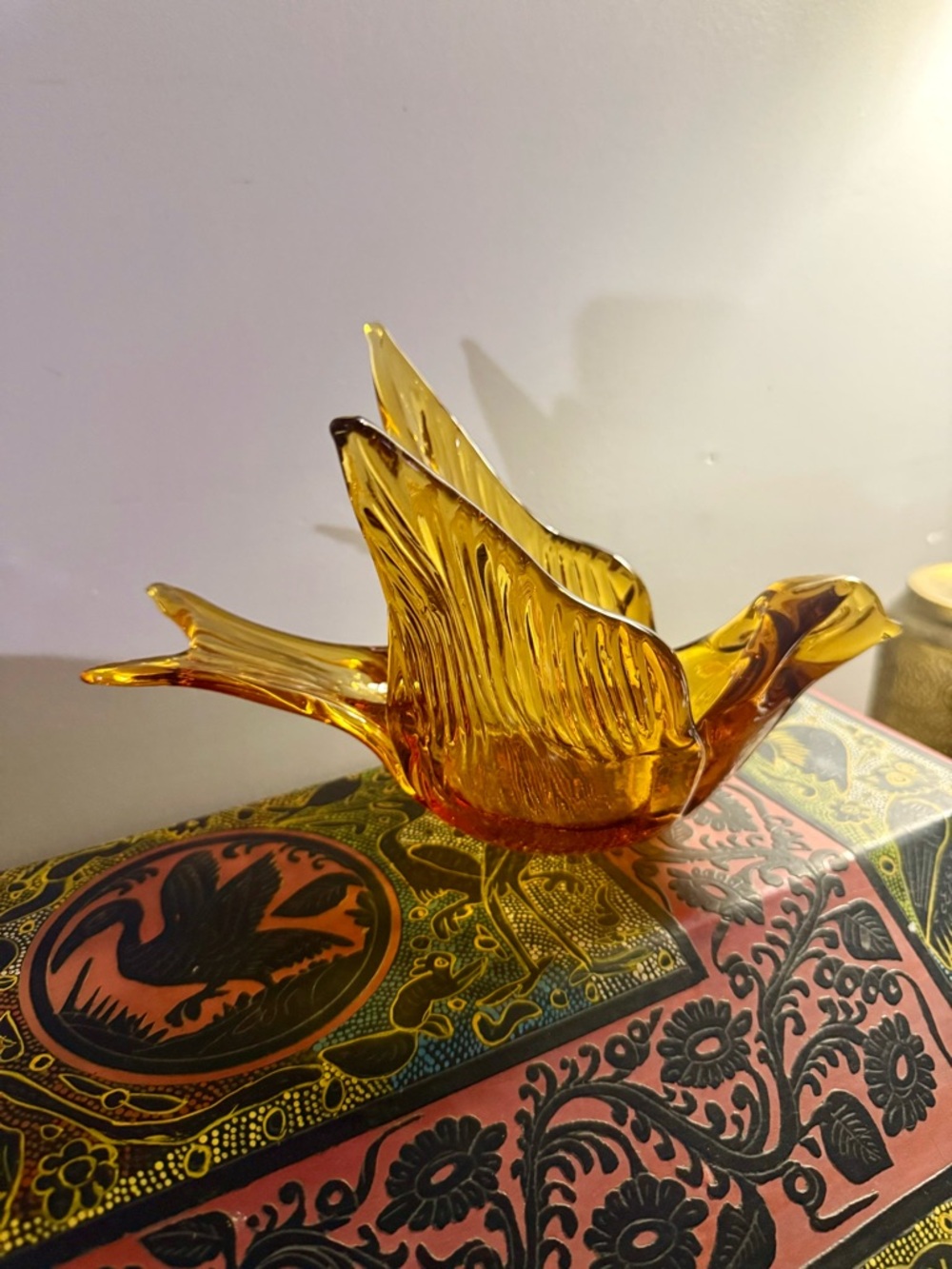 Vintage MCM Canadian Art Glass Amber Bird Bowl – Chalet/Lorraine Style